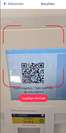 "ungültiger QR-Code" Fehlermeldung StudiwerkMainz App scannt alten QR-Code Screenshot aus der neuen App - Fehlermeldung "ungültiger QR-Code" neue App scannt alten QR-Code