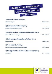 KW 20 Speiseplan Lieferservice 16.05 bis 20.05.2022