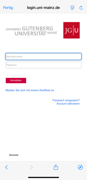 als Beispiel: JGU Studierendenstatus erneuern Screenshot als Beispiel für JGU Studierendenstatus erneuern