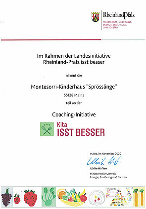 Urkunde Kita isst  besser